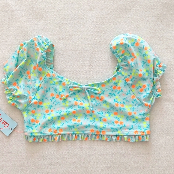 CAT&JACK Orange and Green Floral Bikini Swim Set NWT - Picture 4 of 10